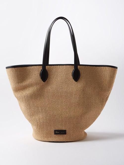 Khaite - Osa Leather-trimmed Faux-raffia Tote Bag - Womens - Beige