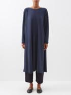 Eskandar - Pima Cotton Long-sleeved T-shirt Dress - Womens - Dark Blue