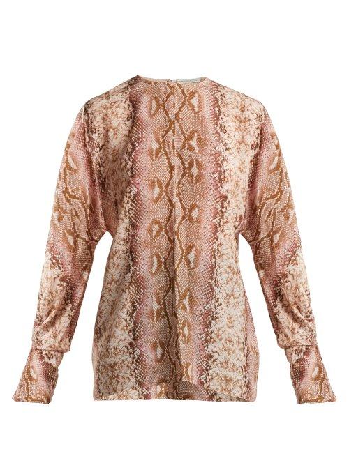 Matchesfashion.com Emilia Wickstead - Dalia Python Print Silk Crepe De Chine Blouse - Womens - Animal