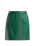 Matchesfashion.com Alexachung - Leather Mini Skirt - Womens - Green