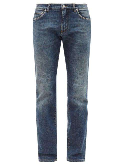Matchesfashion.com Dolce & Gabbana - Washed Mid-rise Slim-leg Jeans - Mens - Indigo