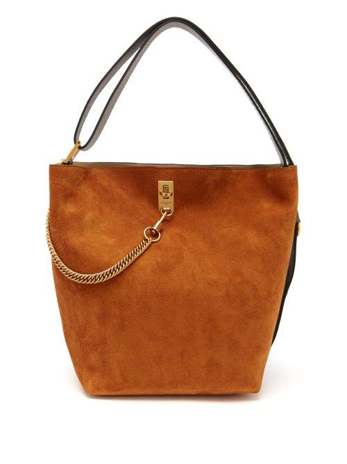 Matchesfashion.com Givenchy - Gv Suede And Leather Bucket Bag - Womens - Black Tan