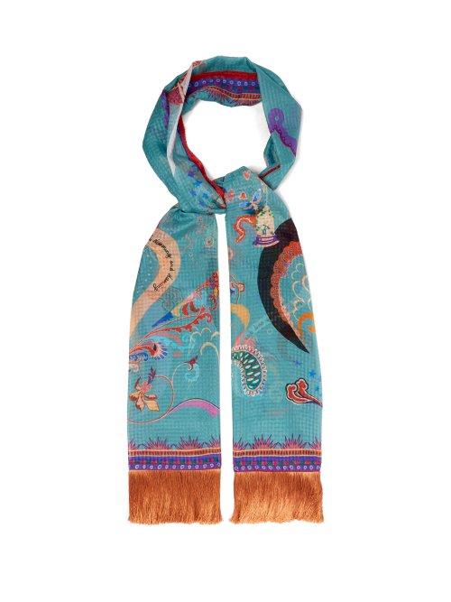 Matchesfashion.com Etro - Fairy Tale Print Silk Scarf - Womens - Blue