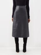 Cefinn - Tiana Panelled Leather Midi Skirt - Womens - Navy