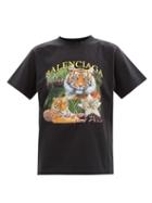 Balenciaga - Year Of The Tiger-print Cotton-jersey T-shirt - Womens - Black White