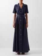 Staud - Millie Belted Maxi Shirt Dress - Womens - Navy