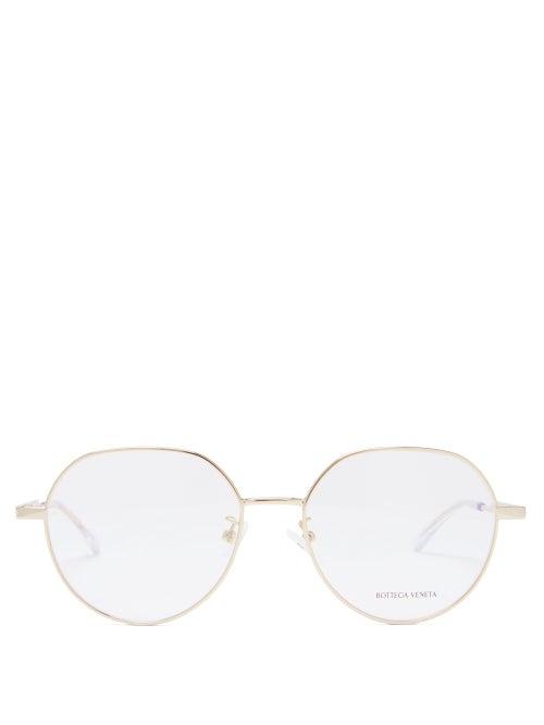 Matchesfashion.com Bottega Veneta - Round Metal Glasses - Mens - Gold