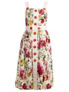 Matchesfashion.com Dolce & Gabbana - Floral Brocade Button Detail Midi Dress - Womens - White Multi