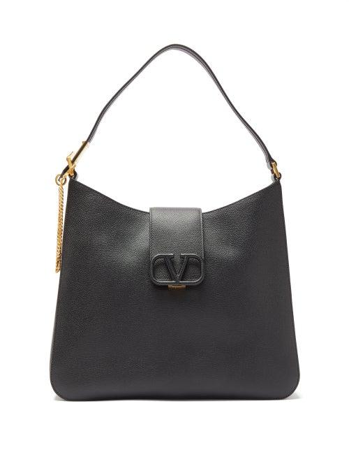 Matchesfashion.com Valentino Garavani - V-sling Large Grained-leather Shoulder Bag - Womens - Black