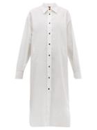 Matchesfashion.com Colville - Long Sleeved Cotton Poplin Midi Shirtdress - Womens - White