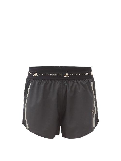 Matchesfashion.com Adidas By Stella Mccartney - Truepace Logo-print Mesh-panel Dobby Shorts - Womens - Black
