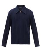 Homme Pliss Issey Miyake - Zipped Technical-pleated Shirt - Mens - Navy