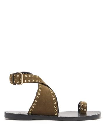 Isabel Marant - Jools Eyelet-embellished Suede Sandals - Womens - Khaki