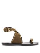 Isabel Marant - Jools Eyelet-embellished Suede Sandals - Womens - Khaki