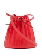 Matchesfashion.com Mansur Gavriel - Pleated Mini Leather Bucket Bag - Womens - Red