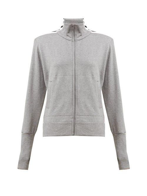 Matchesfashion.com Norma Kamali - Side Striped Cotton Blend Track Jacket - Womens - Grey