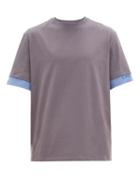 Matchesfashion.com Lanvin - Layered Sleeve Logo Print Cotton T Shirt - Mens - Purple