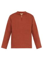 Matchesfashion.com De Bonne Facture - Notched Neck Linen Poplin Top - Mens - Brown