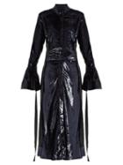 Matchesfashion.com Ellery - Tie Waist Velvet Effect Dress - Womens - Navy