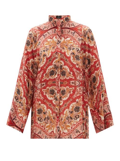 Matchesfashion.com Etro - Panarea Paisley Crepe Shirt - Womens - Red Multi
