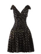 Matchesfashion.com Dolce & Gabbana - Ruched Polka Dot Fil Coup Dress - Womens - Black Gold