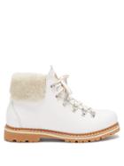 Matchesfashion.com Montelliana - Margherita Shearling Trimmed Leather Boots - Womens - White