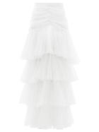 Matchesfashion.com Rodarte - Tiered Polka-dot Tulle Skirt - Womens - White