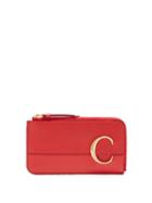 Matchesfashion.com Chlo - The C Logo Leather Cardholder - Womens - Red
