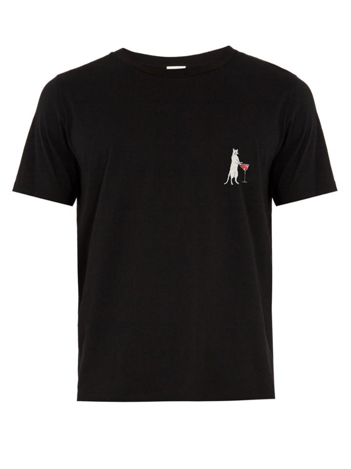 Saint Laurent Cat-print Crew-neck Cotton T-shirt