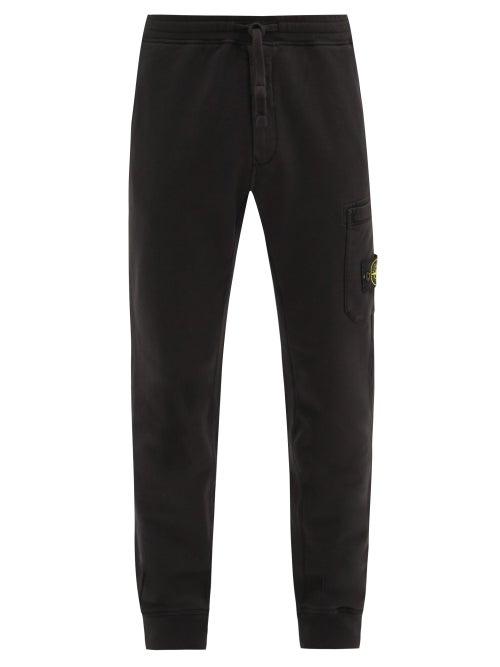 Matchesfashion.com Stone Island - Logo-patch Garment-dyed Cotton-jersey Track Pants - Mens - Black