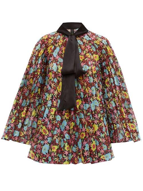 Matchesfashion.com Romance Was Born - Pop Life Floral Pleated Organza Blouse - Womens - Multi
