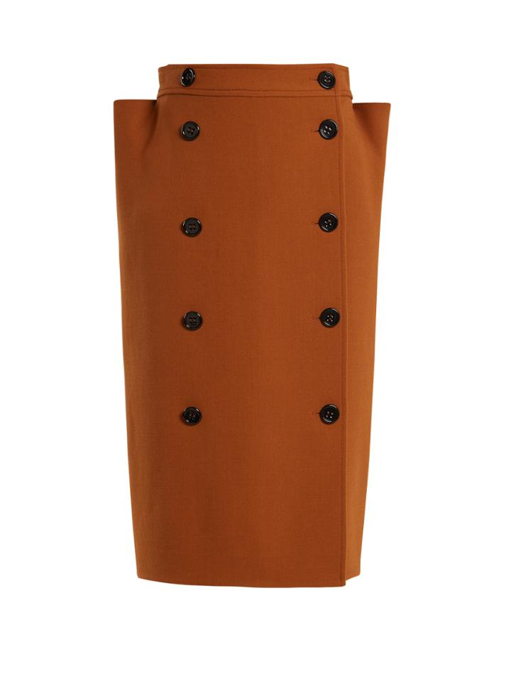 Bottega Veneta High-rise Folded-side Wool Pencil Skirt