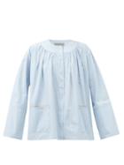 Kuro - Patch-pocket Striped Cotton-poplin Blouse - Womens - White Multi