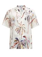Matchesfashion.com Endless Joy - Palm-print Cuban-collar Twill Shirt - Mens - White