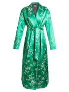 Matchesfashion.com Attico - Giacca Oriental Satin Jacquard Kimono Dress - Womens - Green