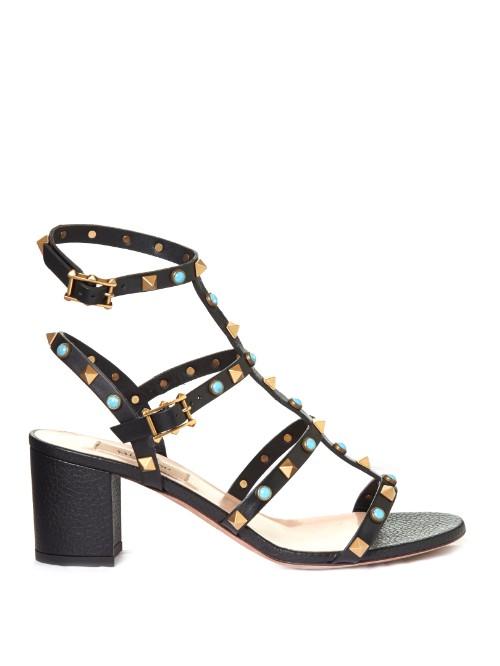 Valentino Rockstud Rolling Leather Sandals