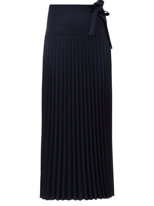Matchesfashion.com Chlo - Knife-pleated Crepe Midi Skirt - Womens - Navy