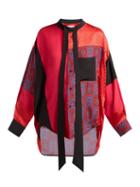 Matchesfashion.com Balenciaga - Swing Patchwork Print Panel Silk Blouse - Womens - Red Multi