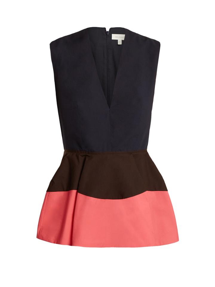 Delpozo Colour-block Peplum Cotton Top
