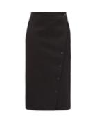 Matchesfashion.com Balenciaga - Buttoned-placket Wool-gabardine Wrap Skirt - Womens - Black