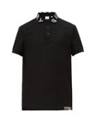 Matchesfashion.com Burberry - Ryland Logo Collar Cotton Piqu Polo Shirt - Mens - Black
