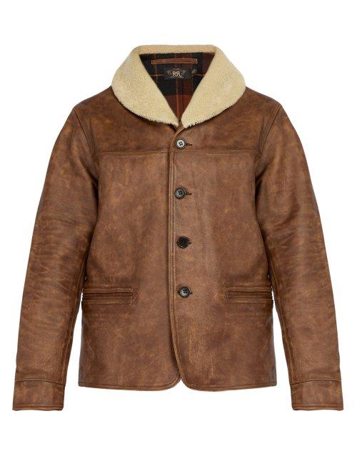 Matchesfashion.com Rrl - Shearling Collar Leather Jacket - Mens - Brown