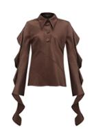 Matchesfashion.com Ellery - Obsessed Panelled Ruffled Satin Blouse - Womens - Dark Brown