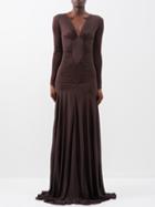 Saint Laurent - Ruched-bodice Jersey Gown - Womens - Bronze