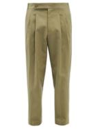 Le17septembre Homme - Pleated Cotton-twill Straight-leg Trousers - Mens - Khaki