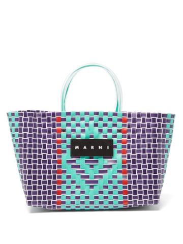 Marni Market - Hand-woven Tote Bag - Womens - Blue Multi