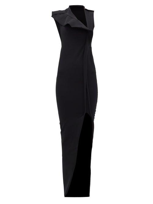 Matchesfashion.com Rick Owens Drkshdw - Calla Open-neck Side-slit Cotton-blend Dress - Womens - Black