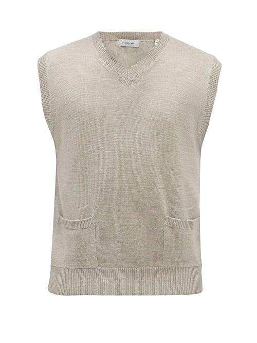 Another Aspect - Organic Merino Wool Sweater Vest - Mens - Beige