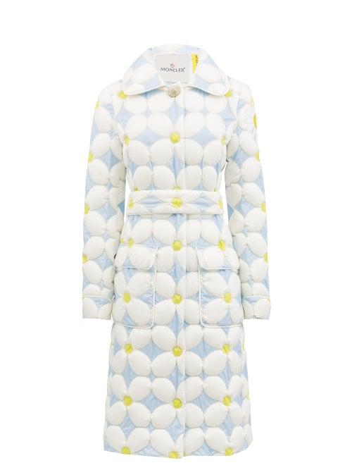 Matchesfashion.com 0 Moncler Genius Richard Quinn - Candice Daisy Down-quilted Shell Coat - Womens - Blue White