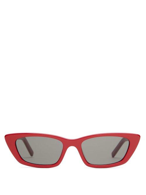 Matchesfashion.com Saint Laurent - Cat Eye Acetate Sunglasses - Womens - Burgundy